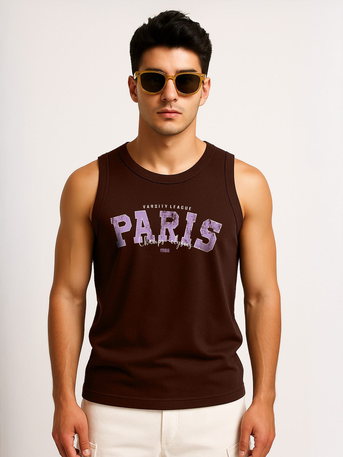 Paris Brown Regular Fit Printed Vest