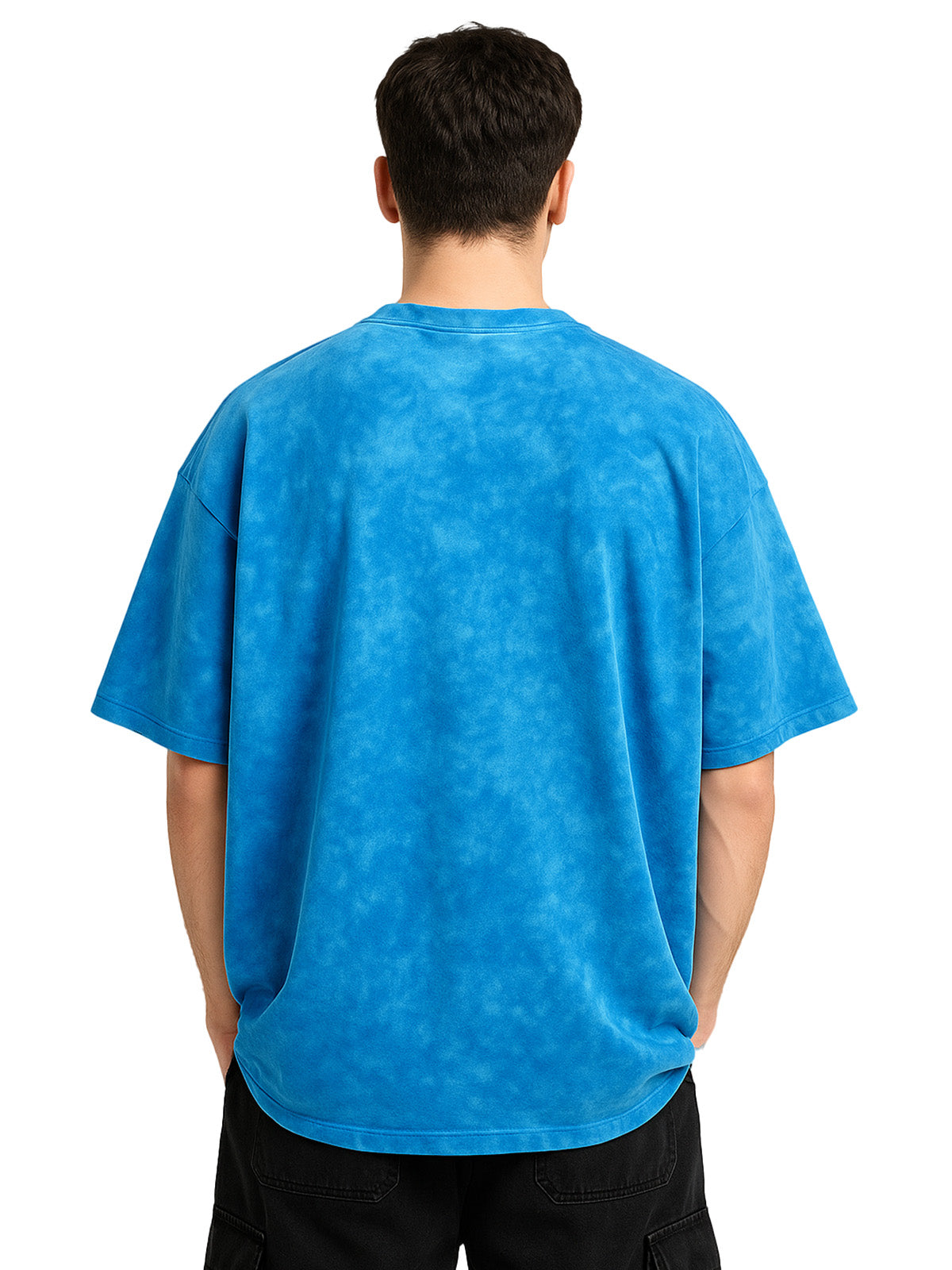 Smoke Sky Blue Oversized Tie-Die Printed T-shirt