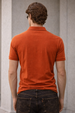 Orange Interlock Plain Regular Fit Zipper Polo T-shirt