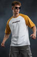White-Yellow Raglan Oversized Typography Printed T-shirt