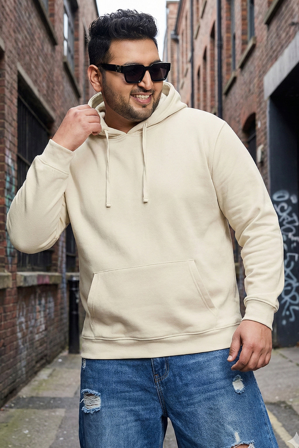 Marshmallow Plain Plus Size Hoodie