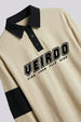 Veirdo Beige & Black Oversized Full Sleeve Exclusive Polo T-shirt