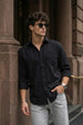 Black Plain Regular Fit Single Pocket Full Sleeve Exclusive Shirt