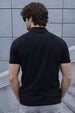 Black Interlock Plain Regular Fit Zipper Polo T-shirt