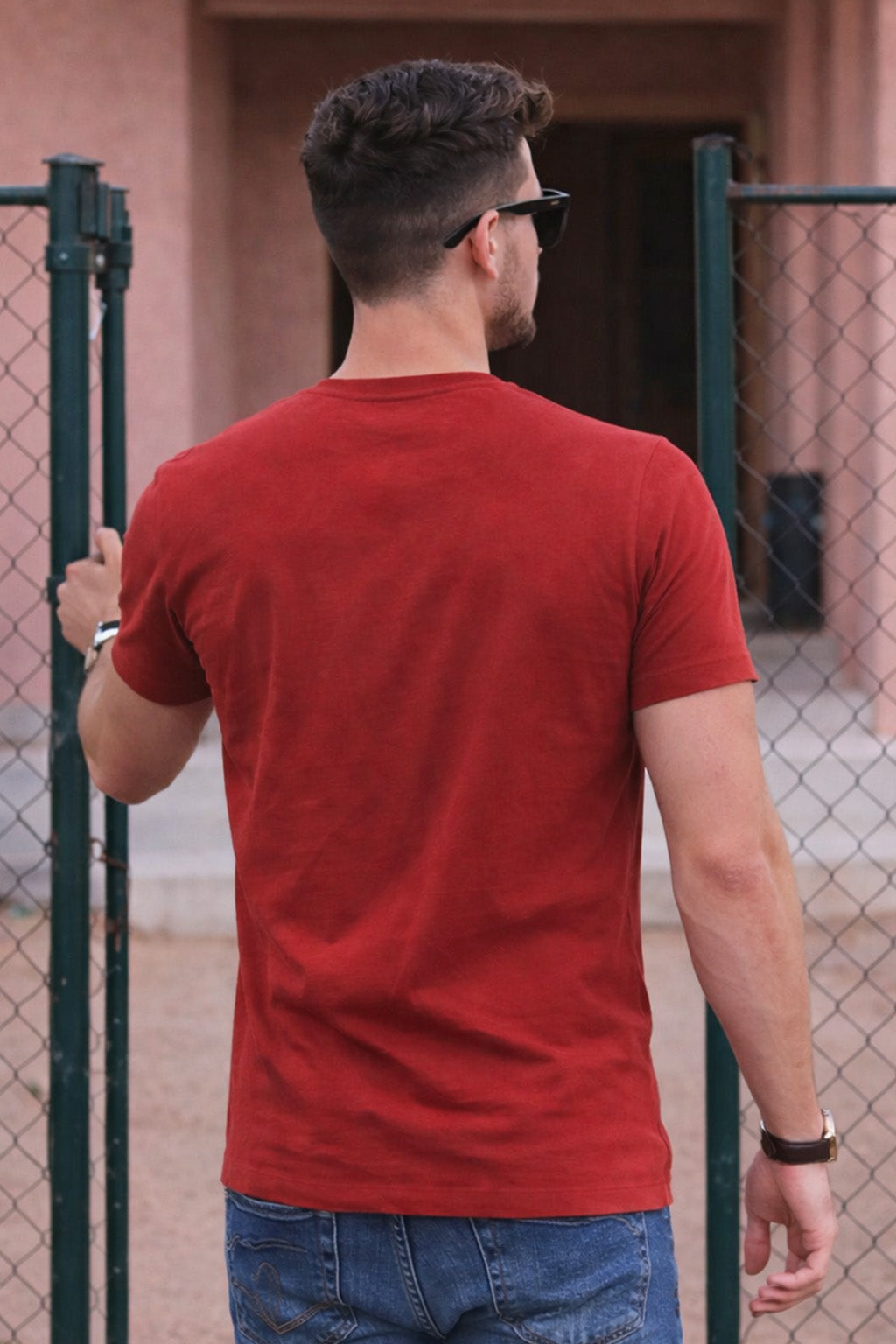 Red Plain Regular Fit T-shirt