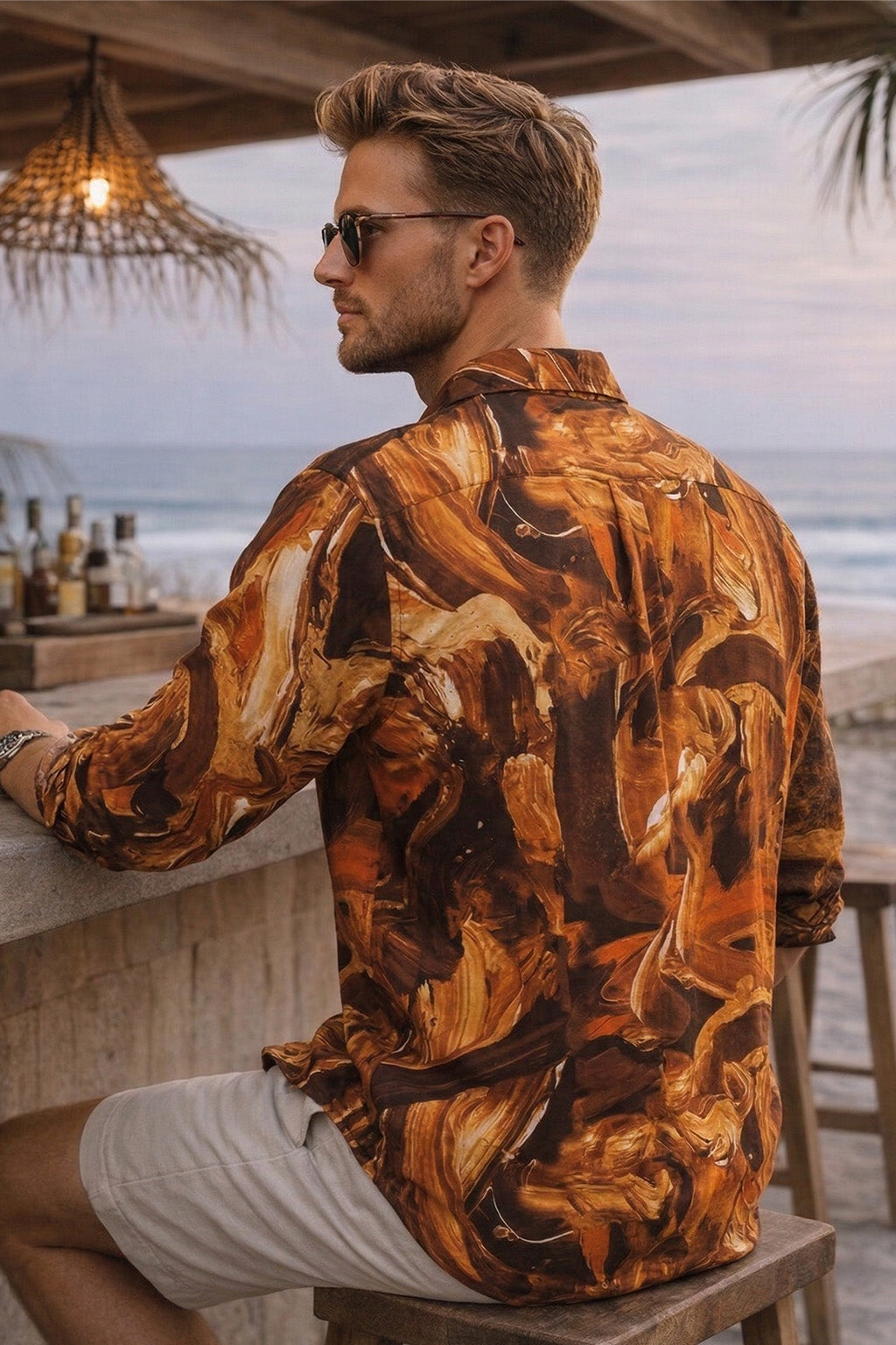 Abstract Orange All Over Print Regular Fit Exclusive Shirt