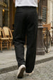 Black Tailored High-Waist Formal Wide-Leg Korean Pant