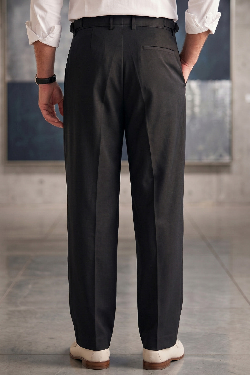 Black Tailored High-Waist Adjustable Weist Korean Pant