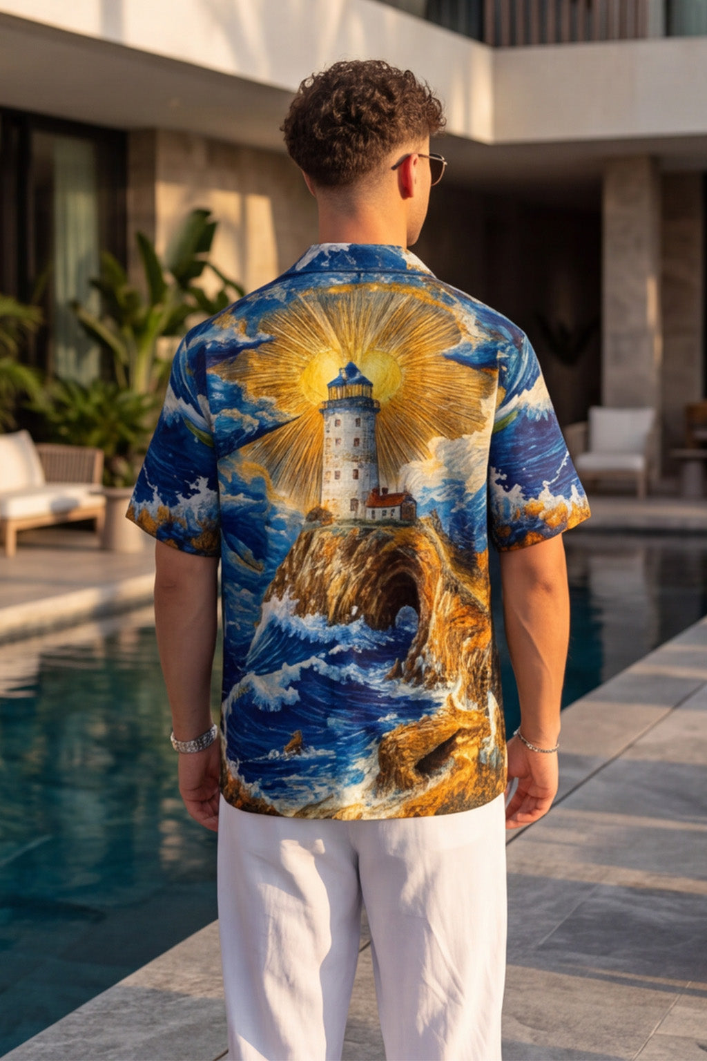 Lighthouse Blue All Over Print Oversized Exclusive Shirt