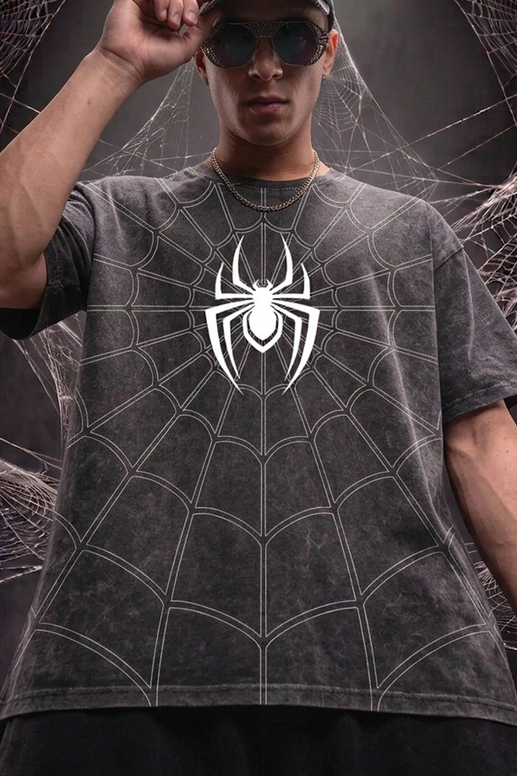 SpiderVerse Webline Black Acid Washed T-Shirt Supreme Edition
