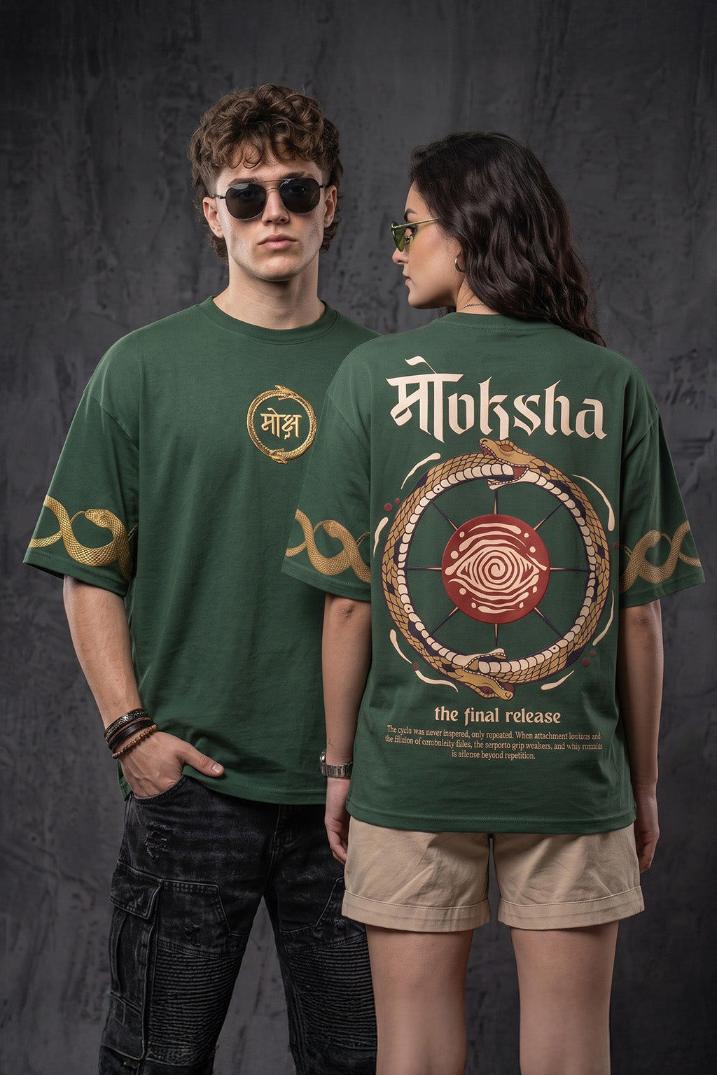 मोक्ष Green Printed Exclusive T-shirt Epic Collection For Women