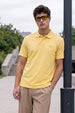 Yellow Interlock Plain Regular Fit Button Polo T-shirt