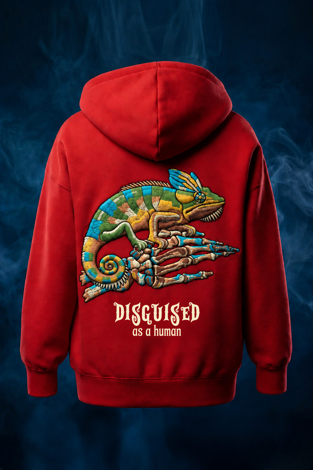 Disguised Red Oversized Puff Printed Exclusive Hoodie