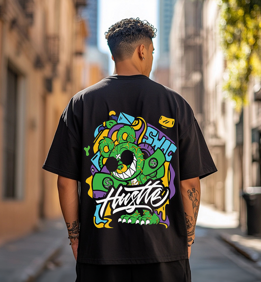 Shop Black Printed oversized T shirt online in India Veirdo