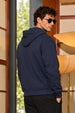 Men's Navy Blue 3-Thread Fleece 320 GSM Heavyweight Double-Zipper Hoodie