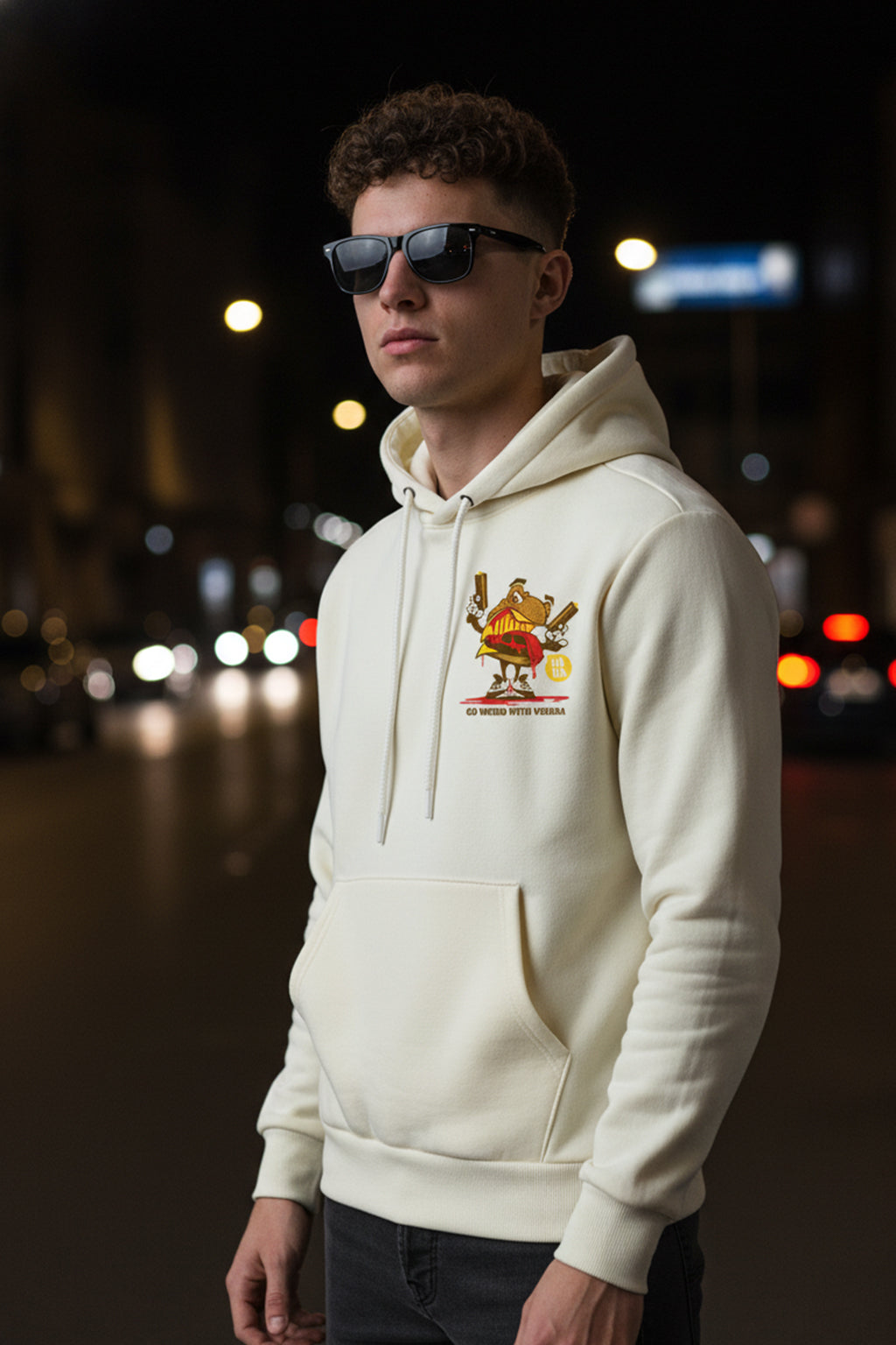 Frog Original Beige Regular Fit Back Printed Hoodie