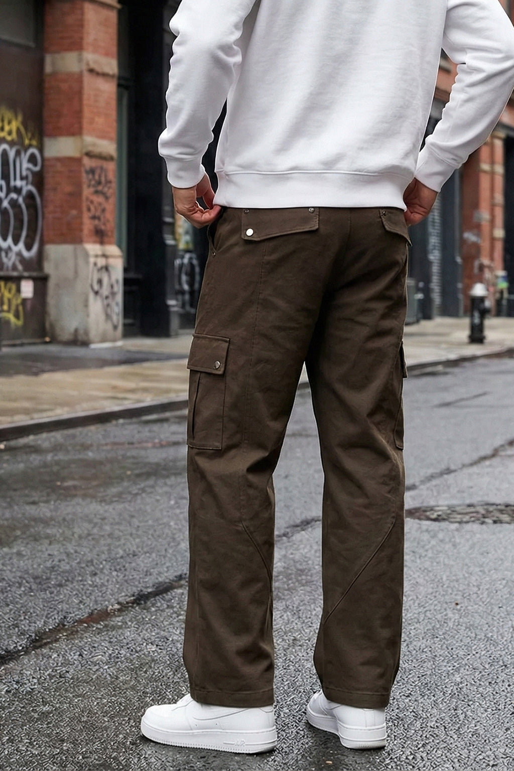 Dark Brown Flap Pocket Woven Exclusive Cargo Pant