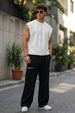Black Plain Everyday Loose Fit Knitted Cargo