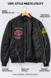 Altitude Black Multi-Patch Detailed Full Sleeve Zip-Up Pilot Jacket
