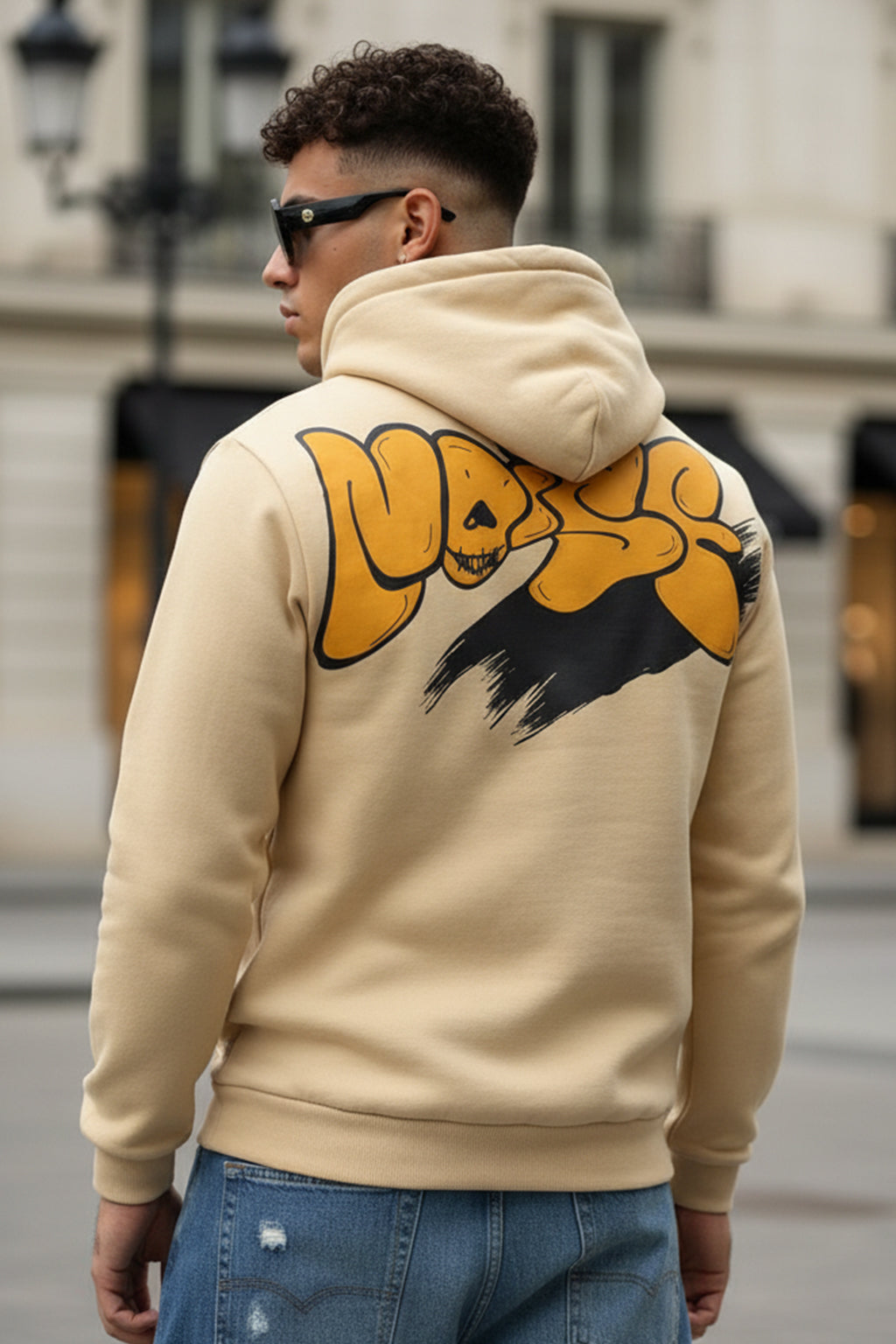 Noise Beige Regular Fit Back Printed Hoodie