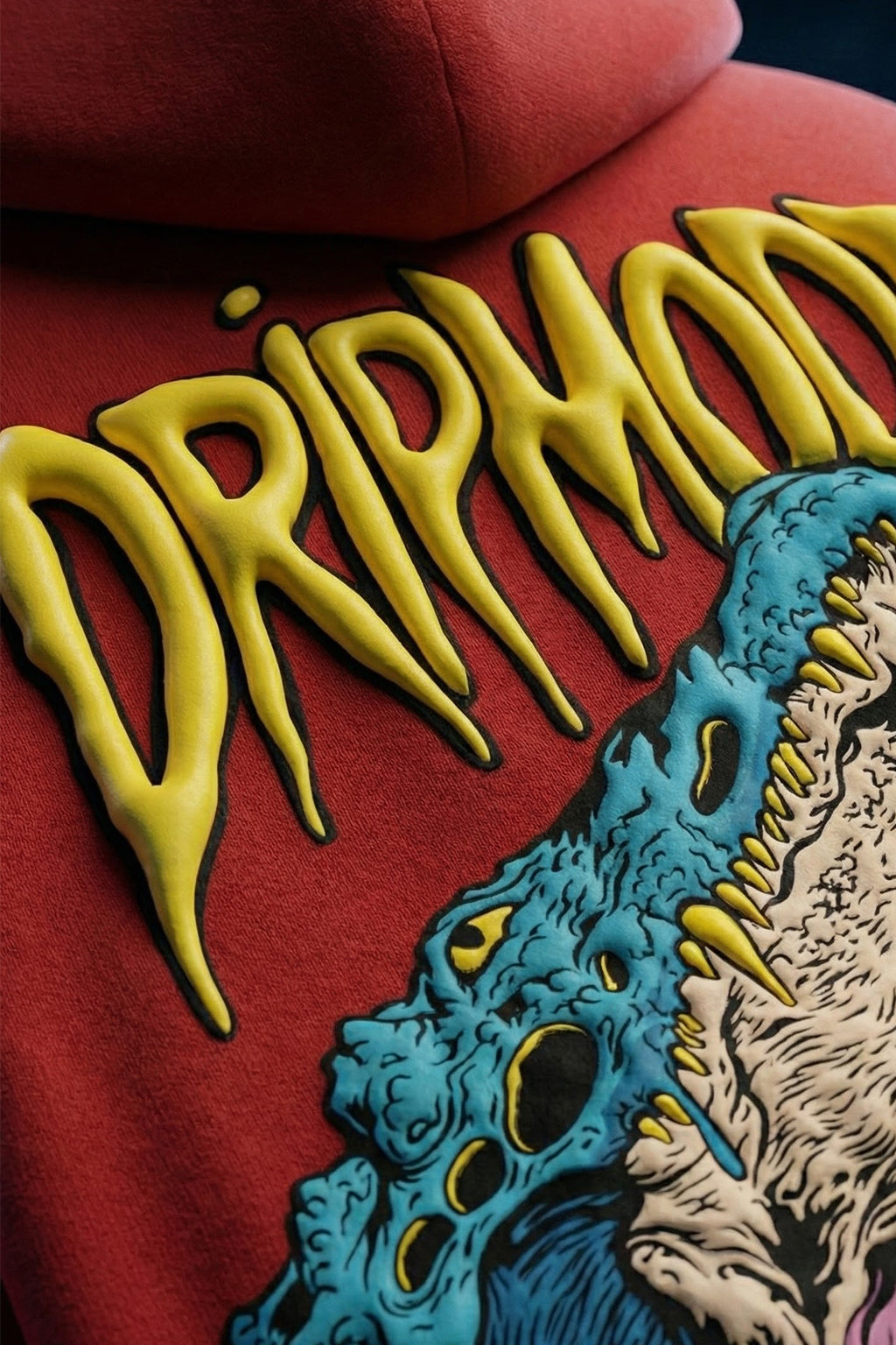 Dripmode Red Oversized Puff Printed Exclusive Hoodie