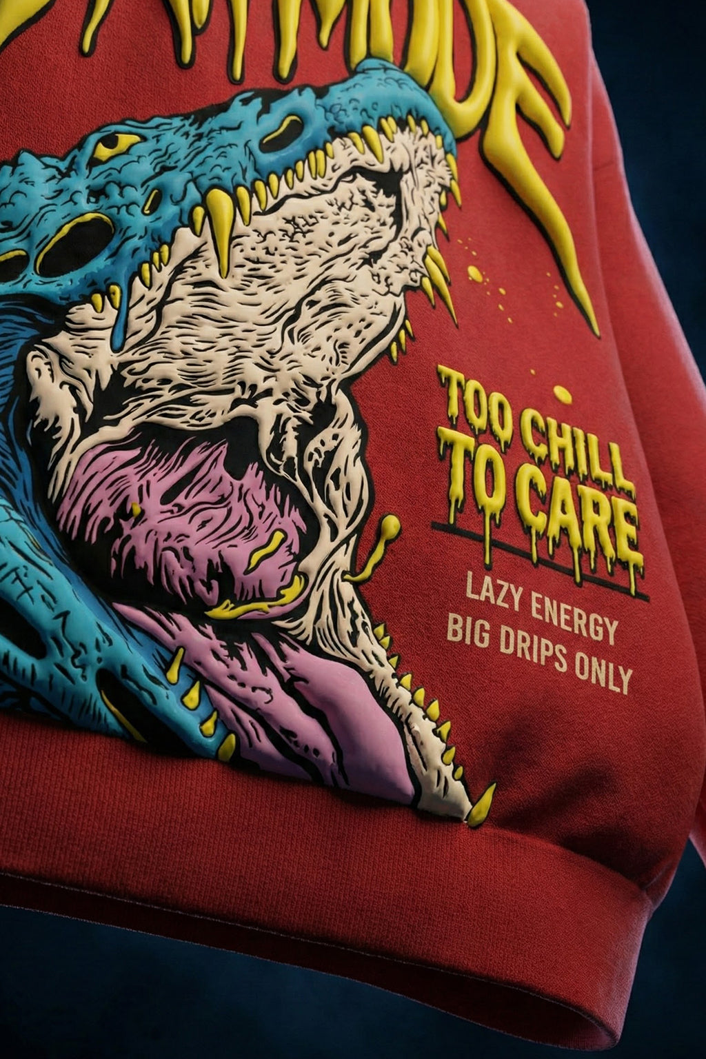 Dripmode Red Oversized Puff Printed Exclusive Hoodie