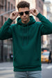 Dark Green Plain Regular Fit Hoodie
