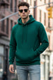 Dark Green Plain Regular Fit Hoodie