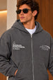 Men's Grey 3-Thread Fleece 320 GSM Heavyweight Double-Zipper Hoodie
