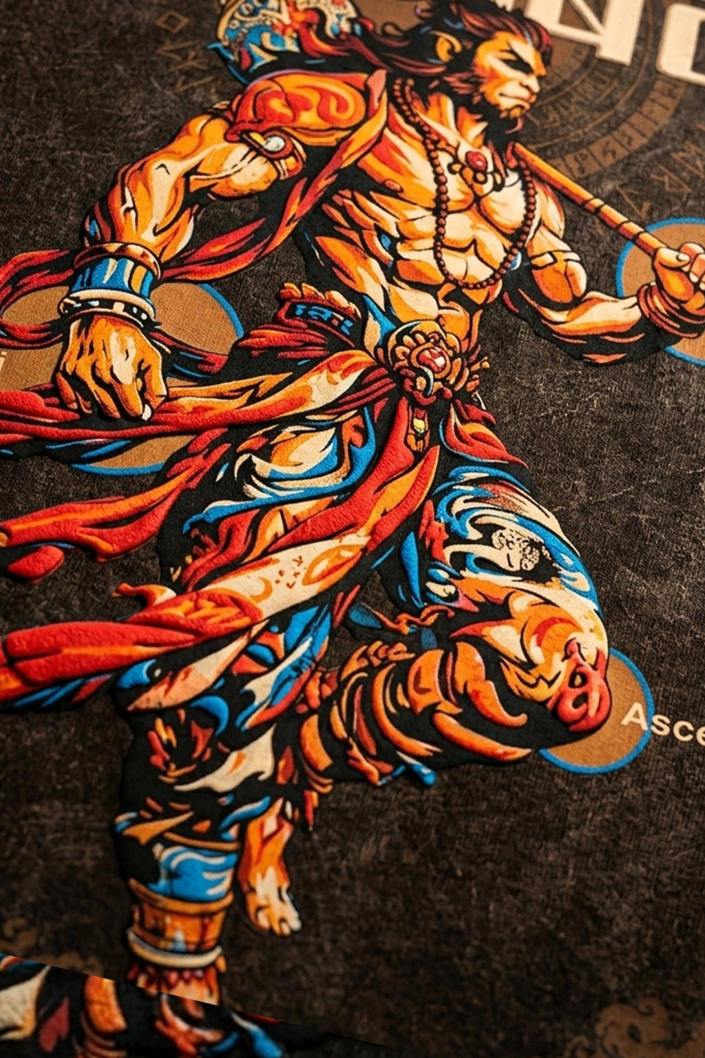 महाबली Brown Acid Washed Puff Printed Exclusive T-shirt Supreme Edition