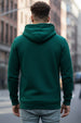 Dark Green Plain Regular Fit Hoodie