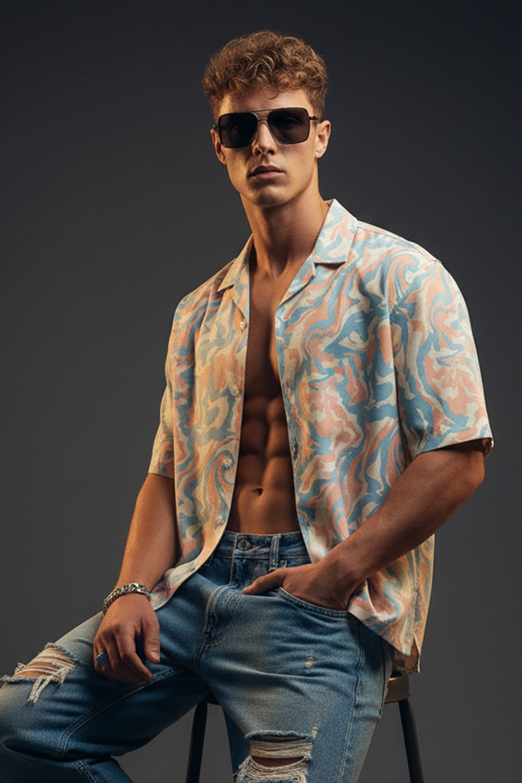 Desert Swirl Beige All Over Print Oversized Exclusive Shirt