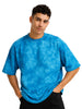 Smoke Sky Blue Oversized Tie-Die Printed T-shirt