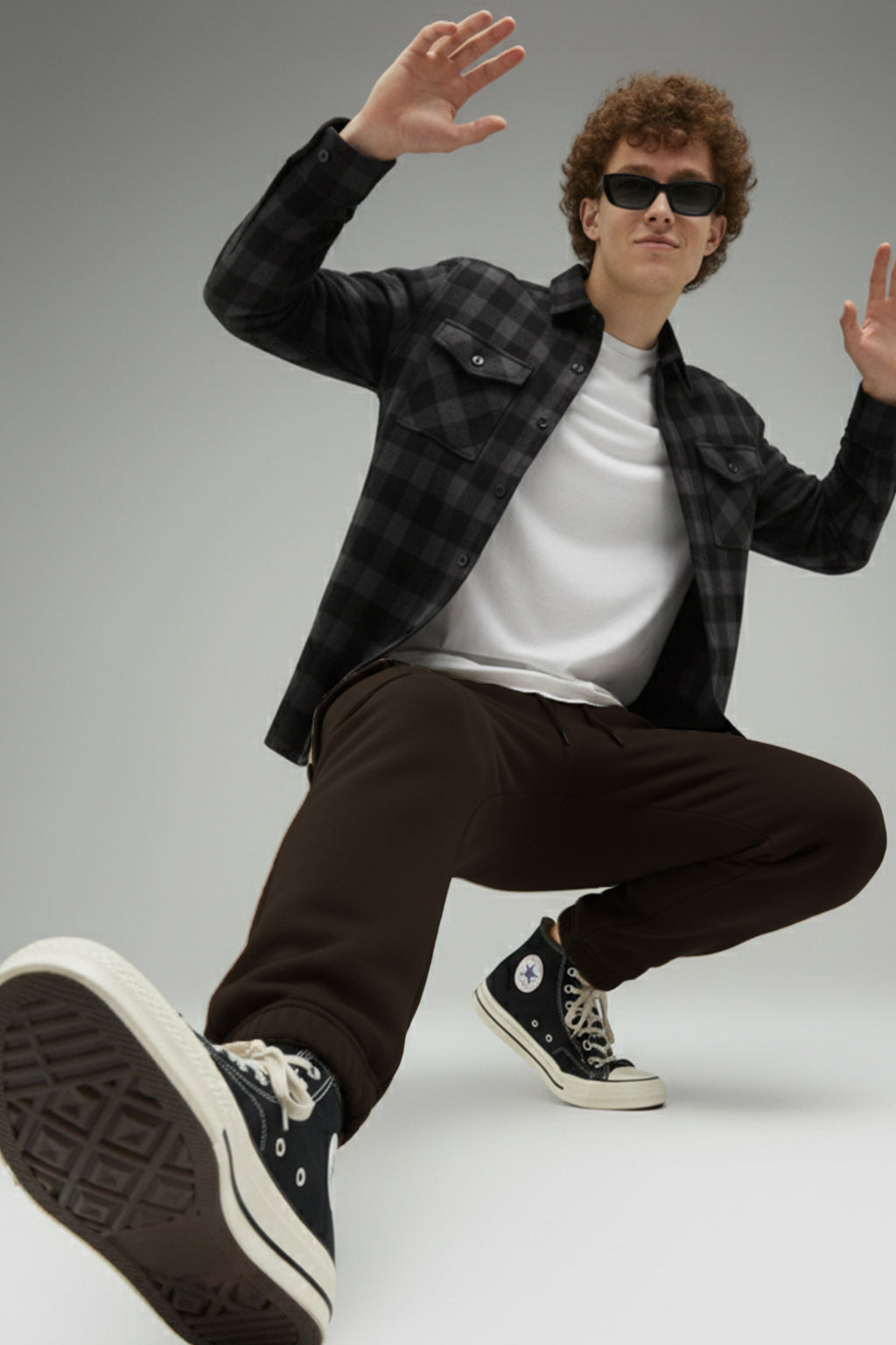 Brown Solid Baggy Fit Cargo Joggers