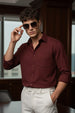 Maroon Plain Regular Fit Single Pocket Full Sleeve Exclusive Shirt