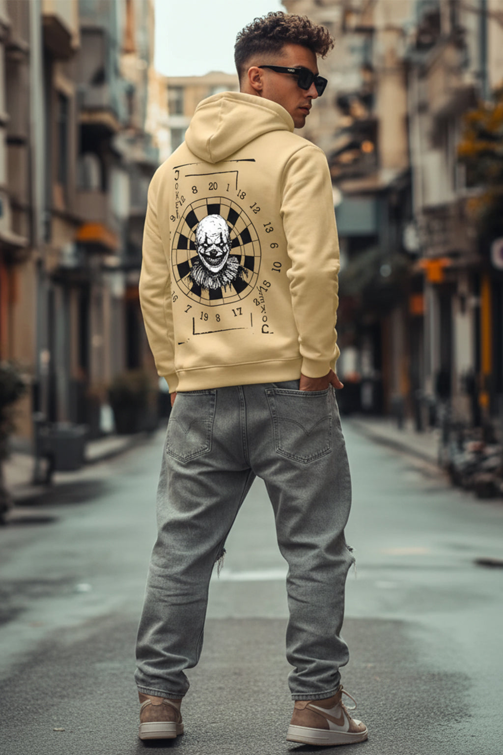 Joker Beige Regular Fit Back Printed Hoodie