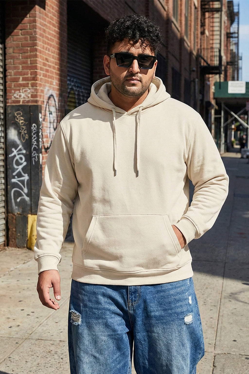 Marshmallow Plain Plus Size Hoodie