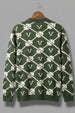 Green Jacquard Printed Regular FIt Sweatshirt