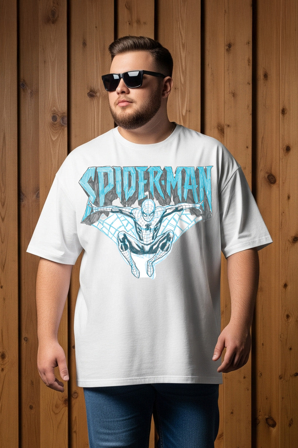 Spiderman White Graphic Printed Plus Size T-shirt