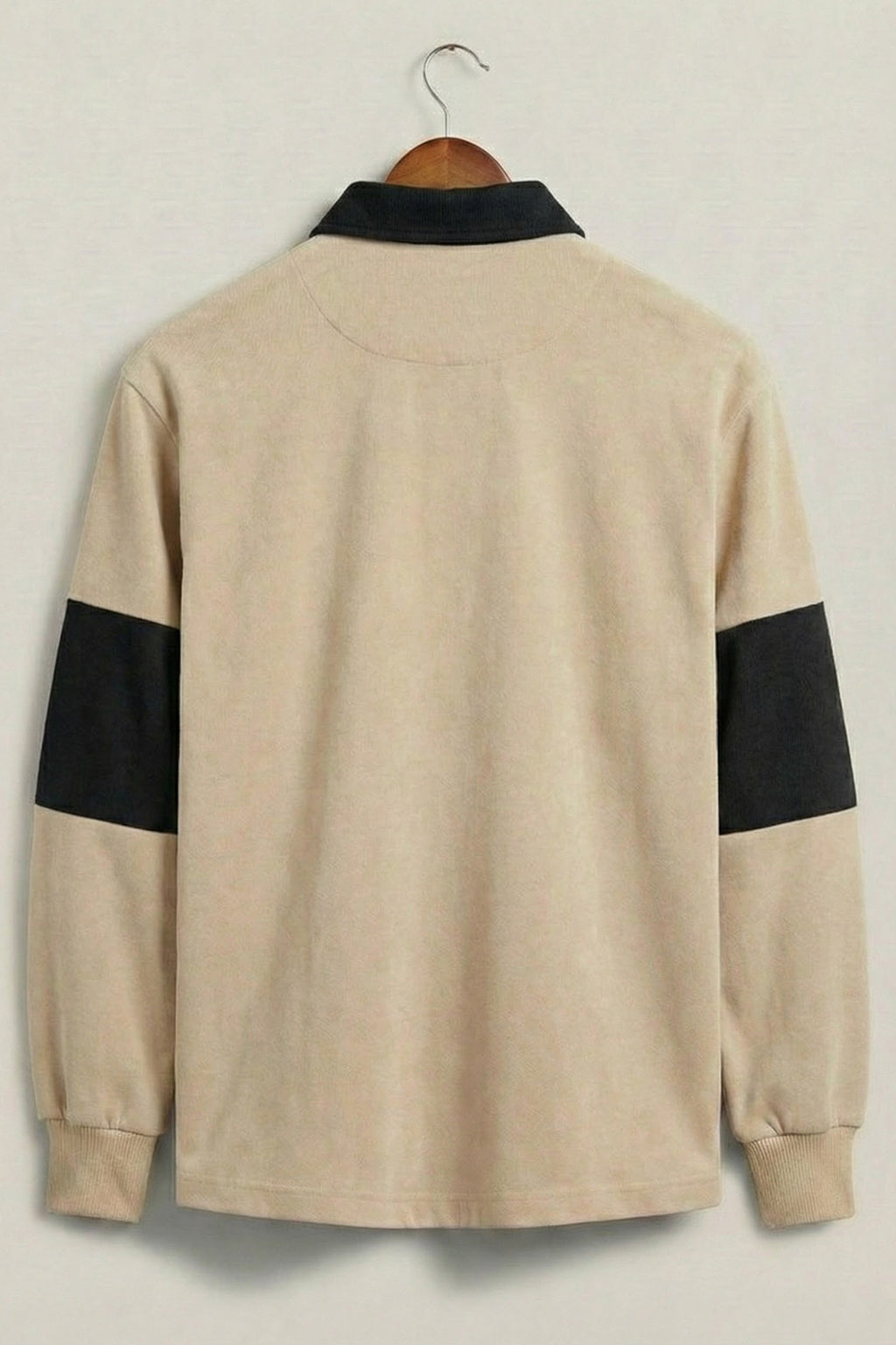 Veirdo Beige & Black Oversized Full Sleeve Exclusive Polo T-shirt