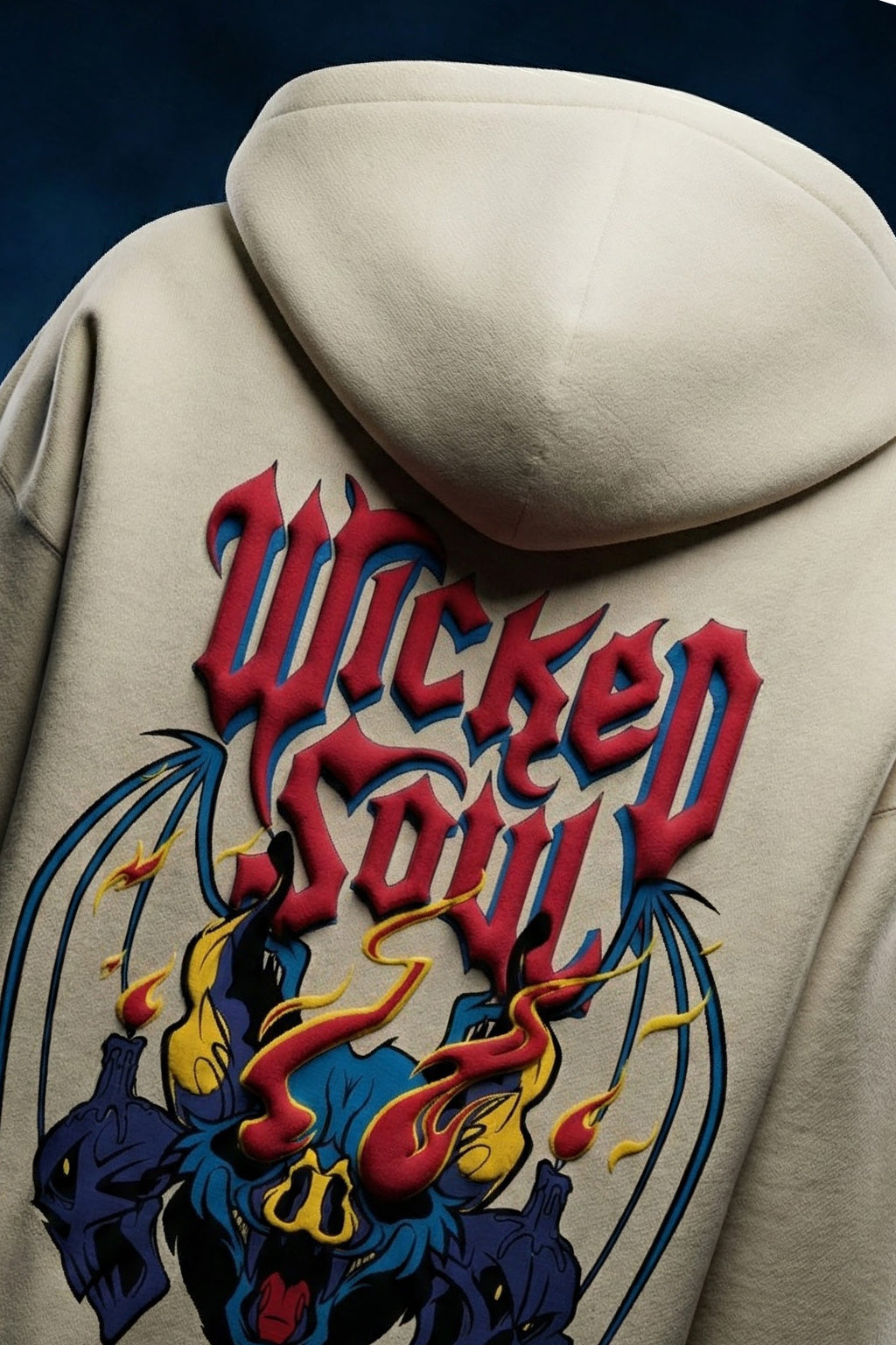 Wicked Soul Marshmallow Oversized Puff Printed Exclusive Hoodie