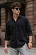 Black Plain Regular Fit Single Pocket Full Sleeve Exclusive Shirt