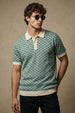 Blue Flatknit Textured Loose Fit Exclusive Polo T-Shirt