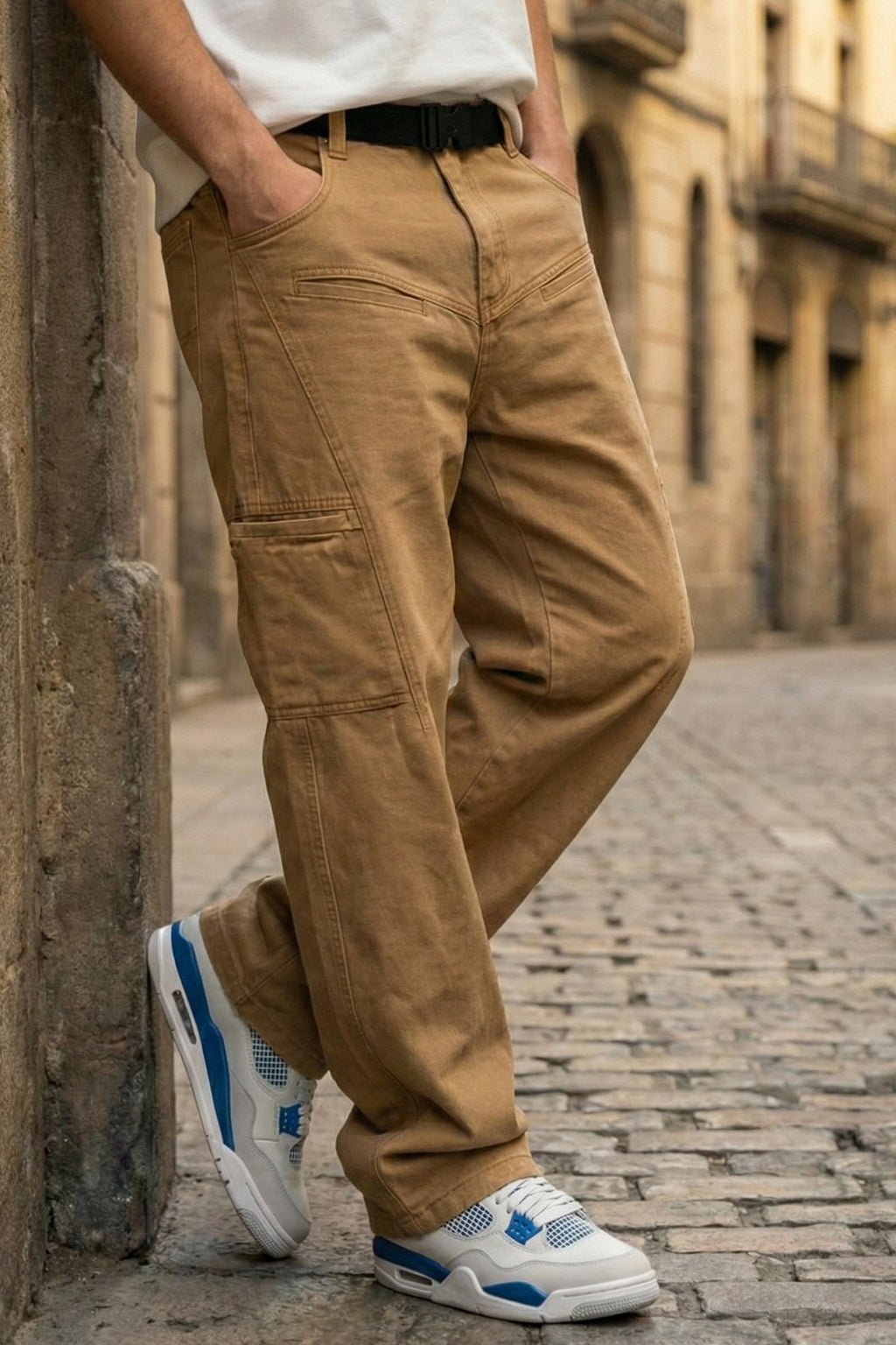 Khaki 8 Pocket Woven Baggy Fit Exclusive Cargo Pant