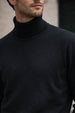 Black High Neck Flatknit Textured Regular FIt Sweatshirt