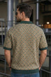 Milano Mosaic Green Flatknit Textured Loose Fit Exclusive Polo T-Shirt