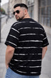 Midnight Shadow Line Stripe Black Plus Size T-shirt