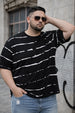 Midnight Shadow Line Stripe Black Plus Size T-shirt