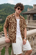 Abstract Maze Brown All Over Print Oversized Exclusive Shirt