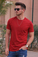 Red Plain Regular Fit T-shirt